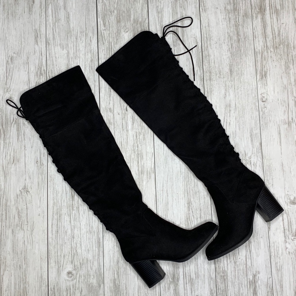 Aspire Lace Up Over the Knee Boots - Black